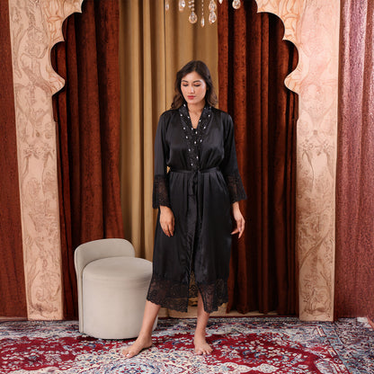 Satin Luxe Top, Shorts & Robe Set