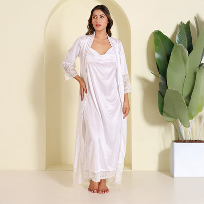 Satin Nightgown with Robe