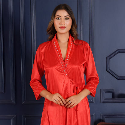 Women Nighty Net Gown Set