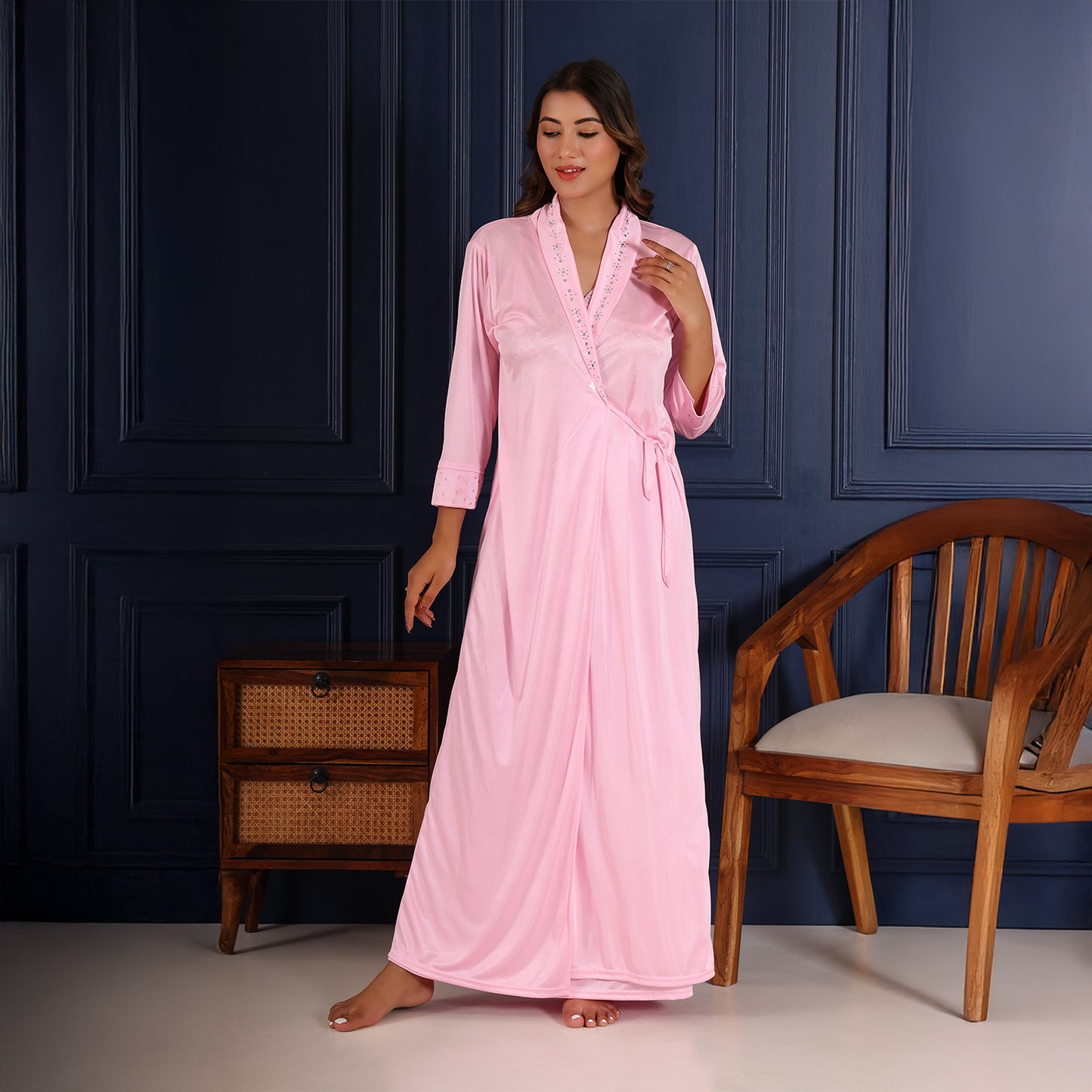 Women Nighty Net Gown Set