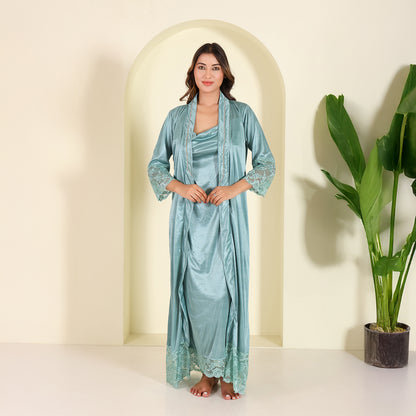 Satin Nightgown with Robe