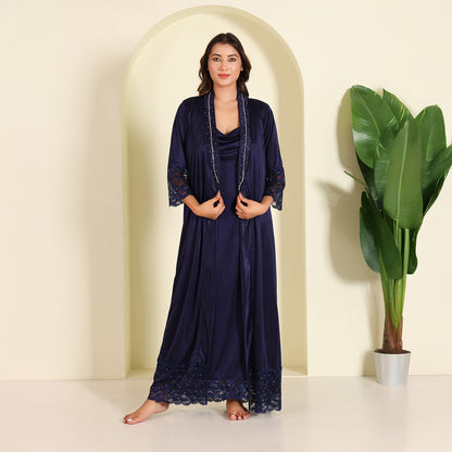 Satin Nightgown with Robe
