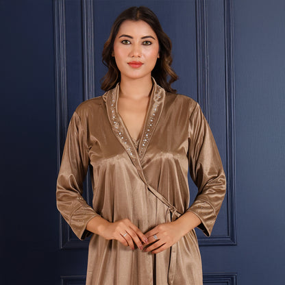 Women Nighty Net Gown Set