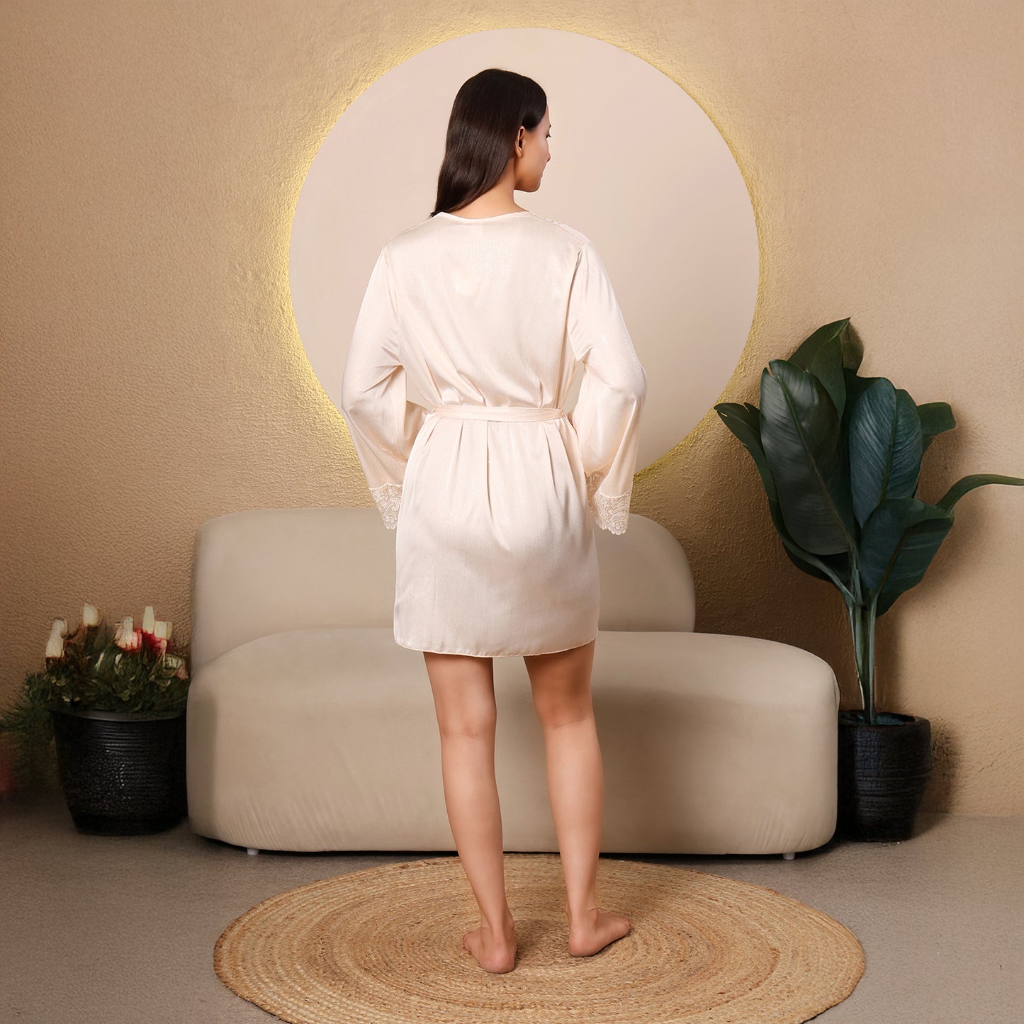 Gold Satin Kimono Robe