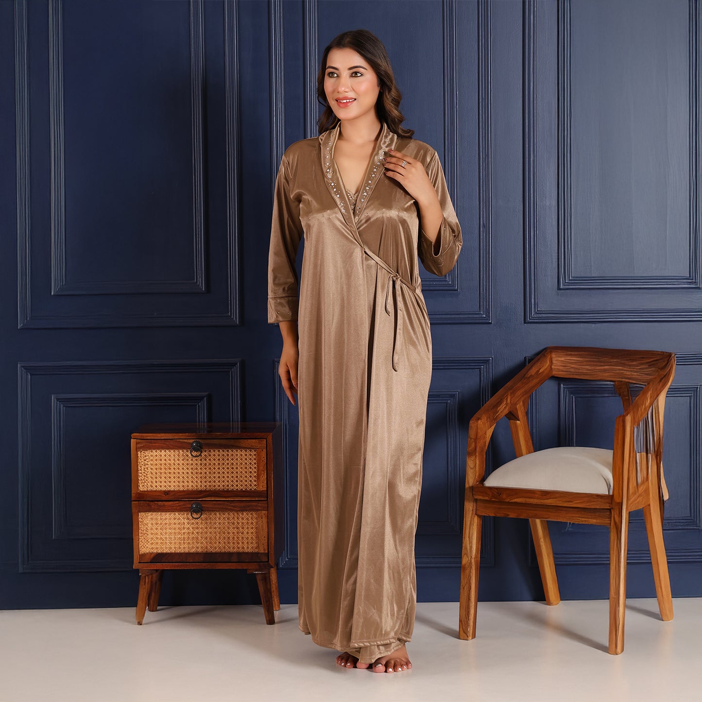 Women Nighty Net Gown Set