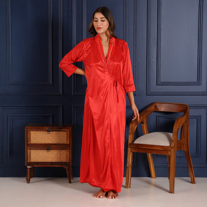 Women Nighty Net Gown Set