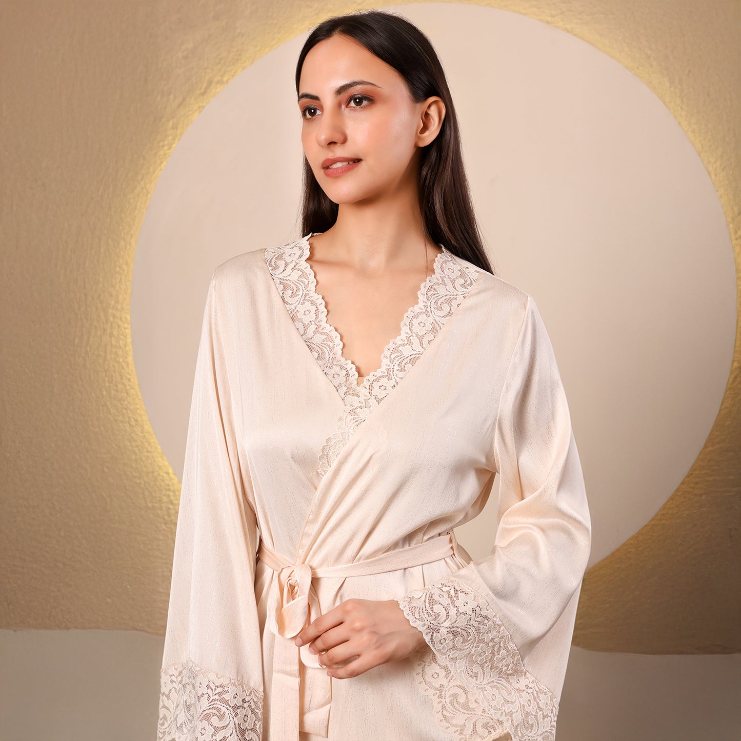Gold Satin Kimono Robe