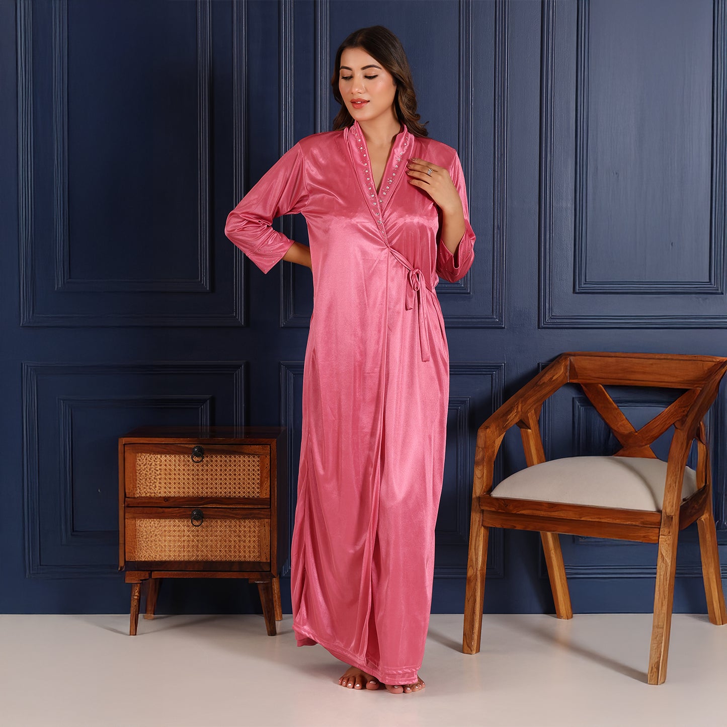 Women Nighty Net Gown Set