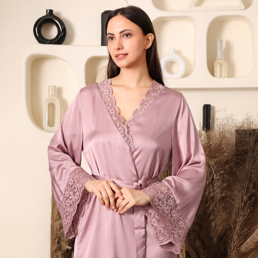 Gold Satin Kimono Robe