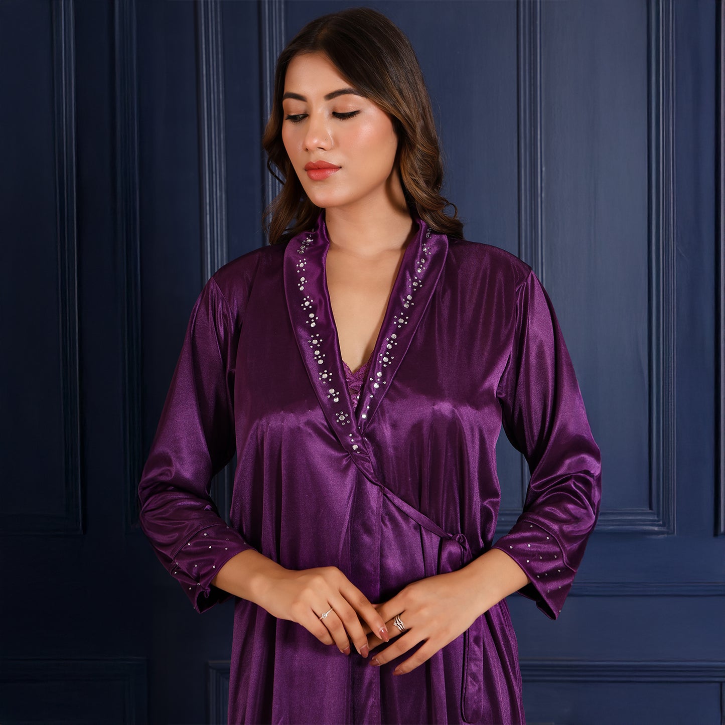 Women Nighty Net Gown Set