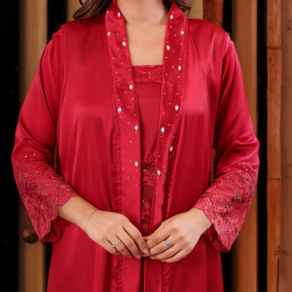 Satin Luxe Top, Shorts & Robe Set