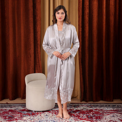 Satin Luxe Top, Shorts & Robe Set