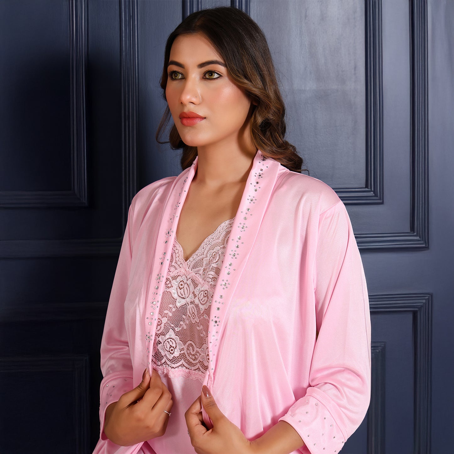 Women Nighty Net Gown Set
