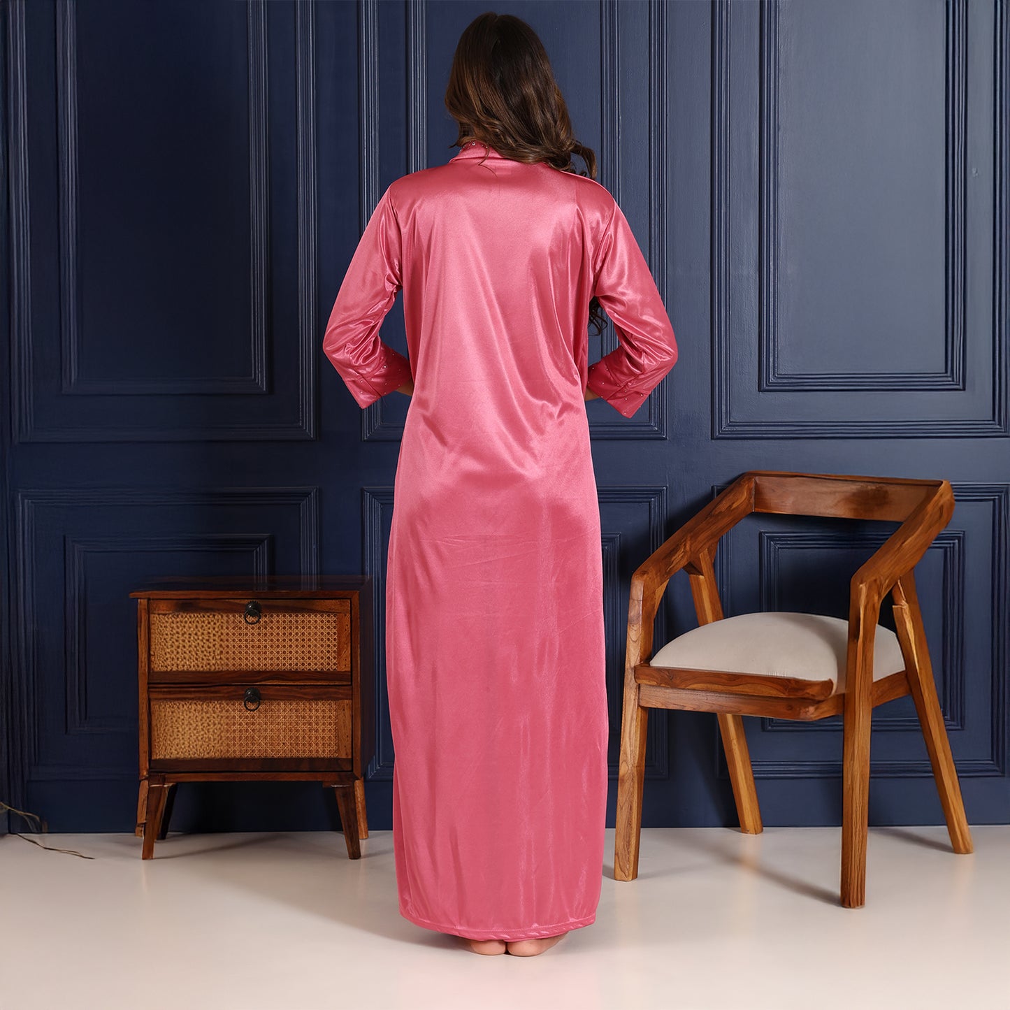Women Nighty Net Gown Set