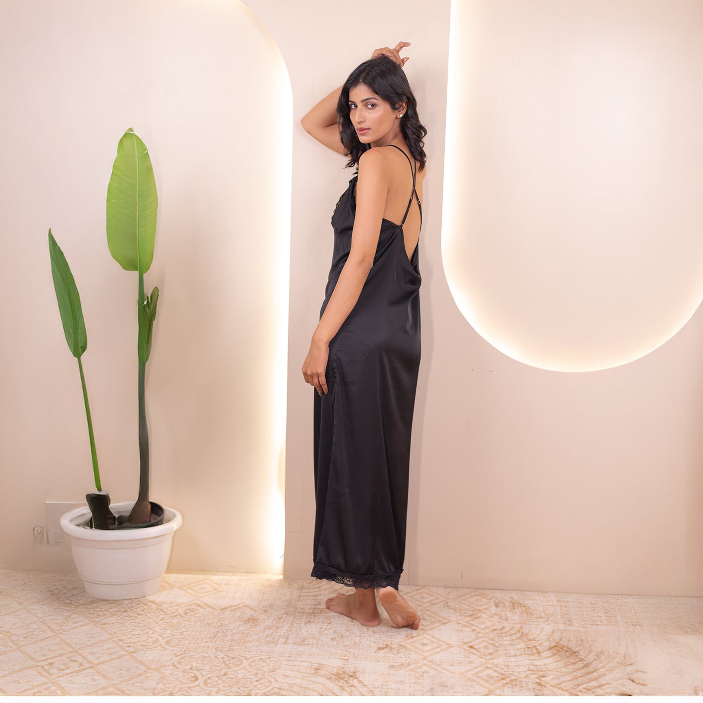 Armani Satin Front Slit Dress