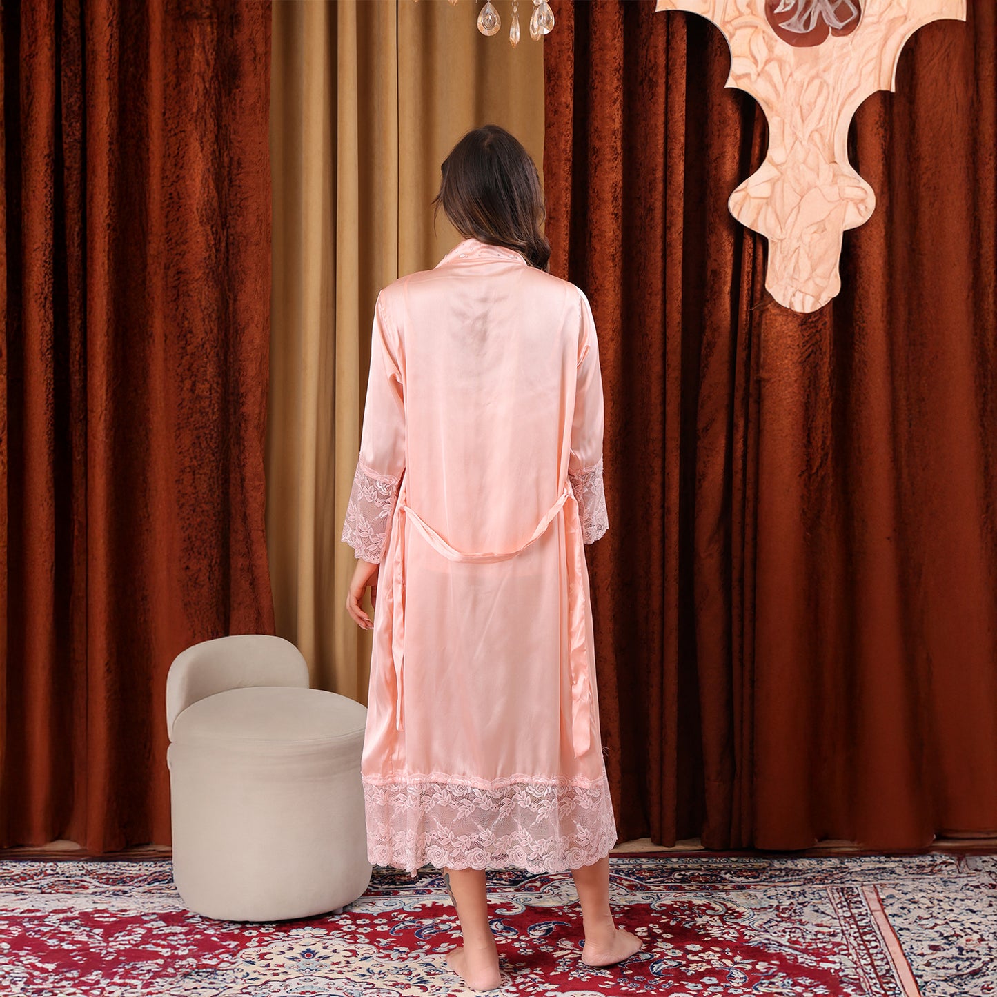 Satin Luxe Top, Shorts & Robe Set