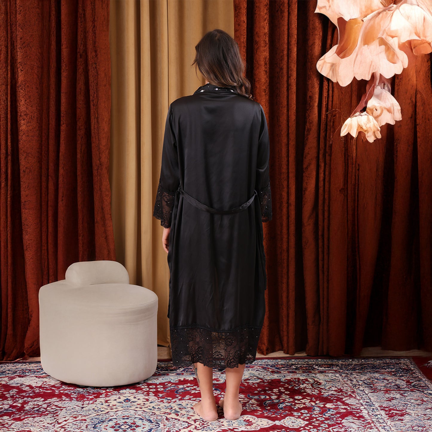 Satin Luxe Top, Shorts & Robe Set