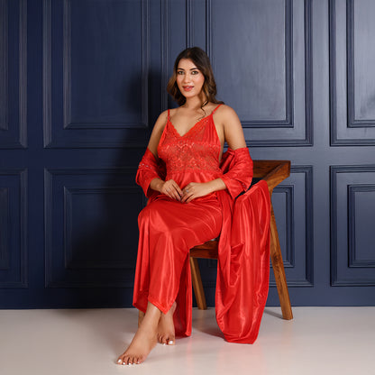 Women Nighty Net Gown Set