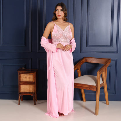 Women Nighty Net Gown Set