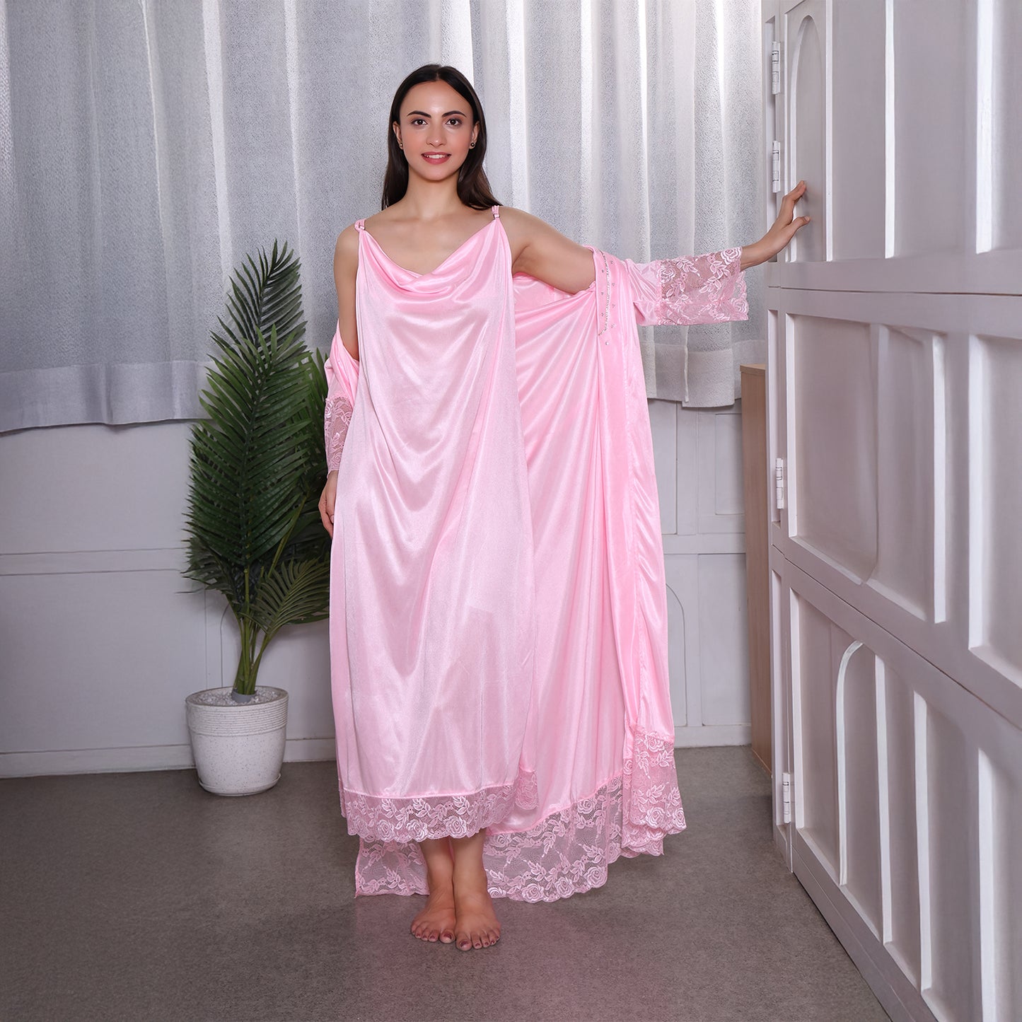 Women Satin Nightgown Set