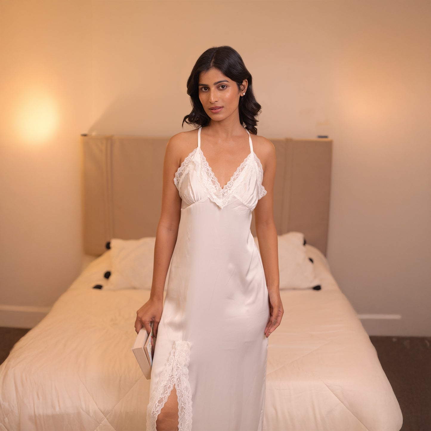Armani Satin Front Slit Dress