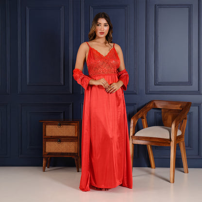 Women Nighty Net Gown Set