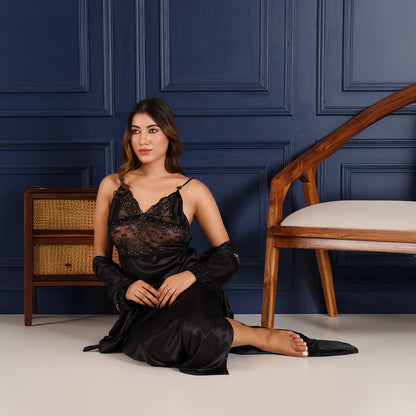 Women Nighty Net Gown Set
