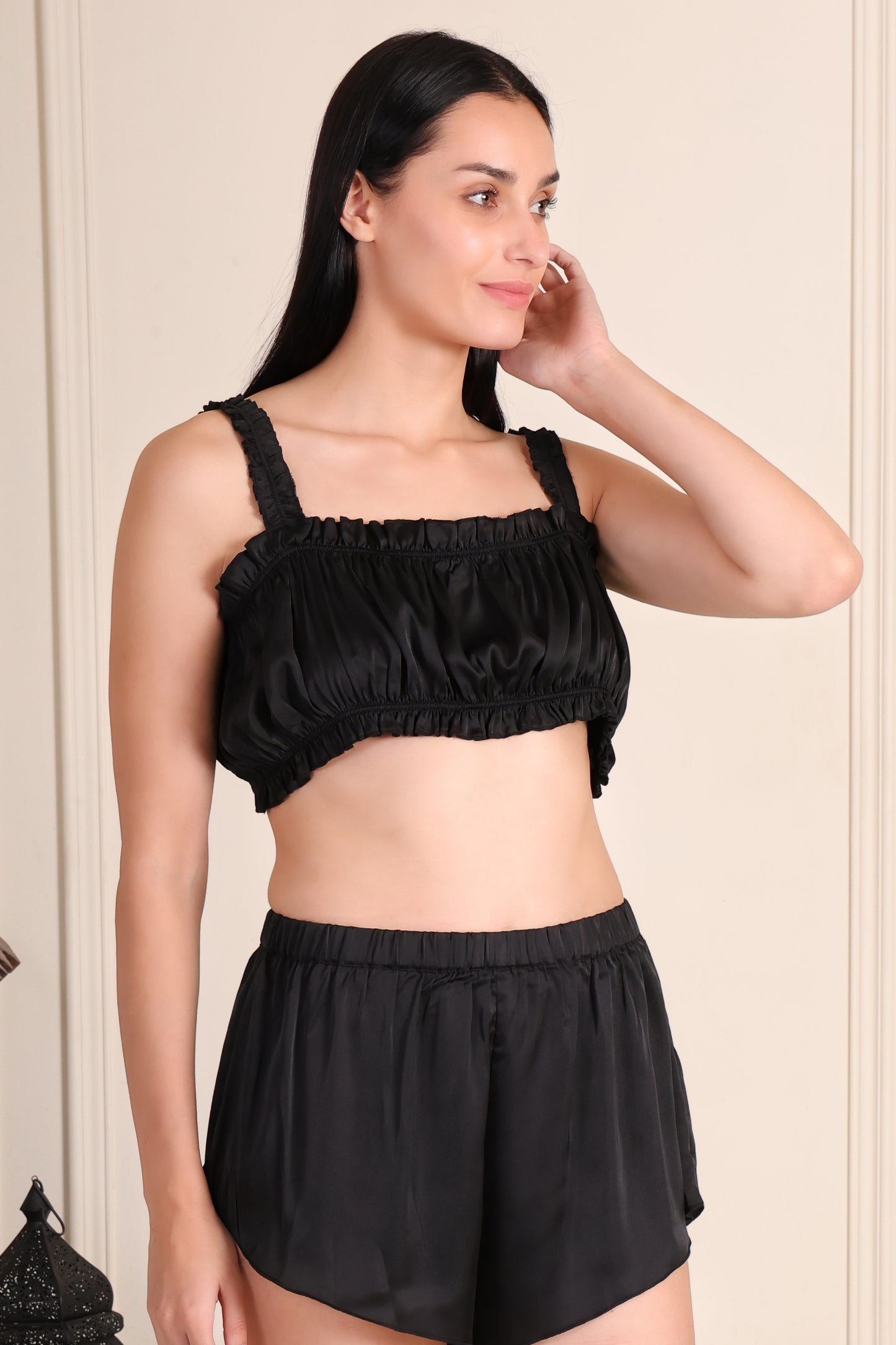 Satin Chic Crop & Shorts Set
