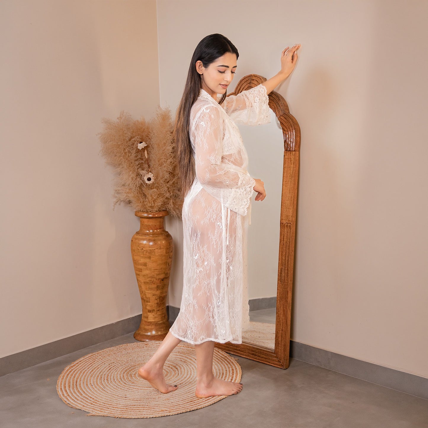 Transparent 3Pcs Set Night Robe Women's